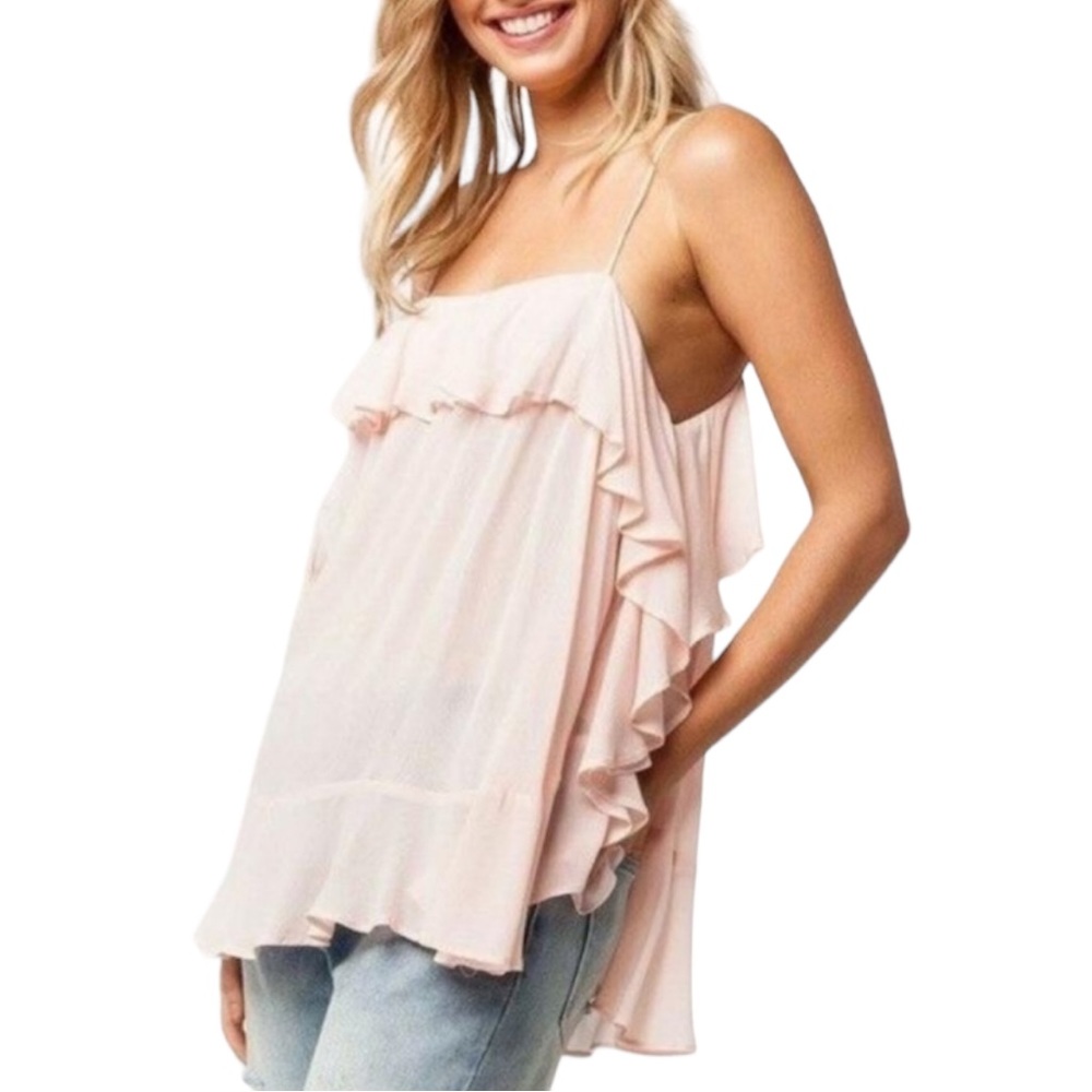 Intimately Free People Women's pale pink ruffle camisole, Sz M